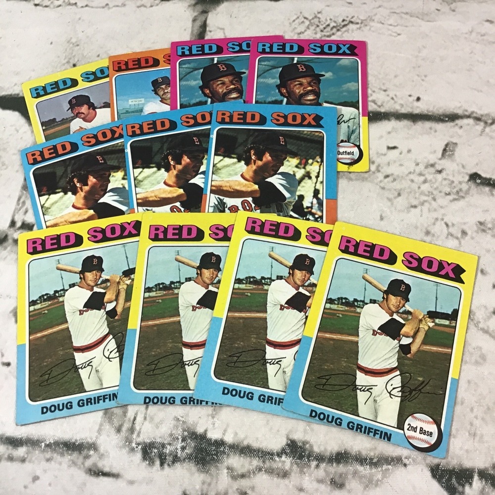 Vintage 1975‎ Topps Baseball Cards Red Sox Gray Back Lot Of 11 With Duplicates